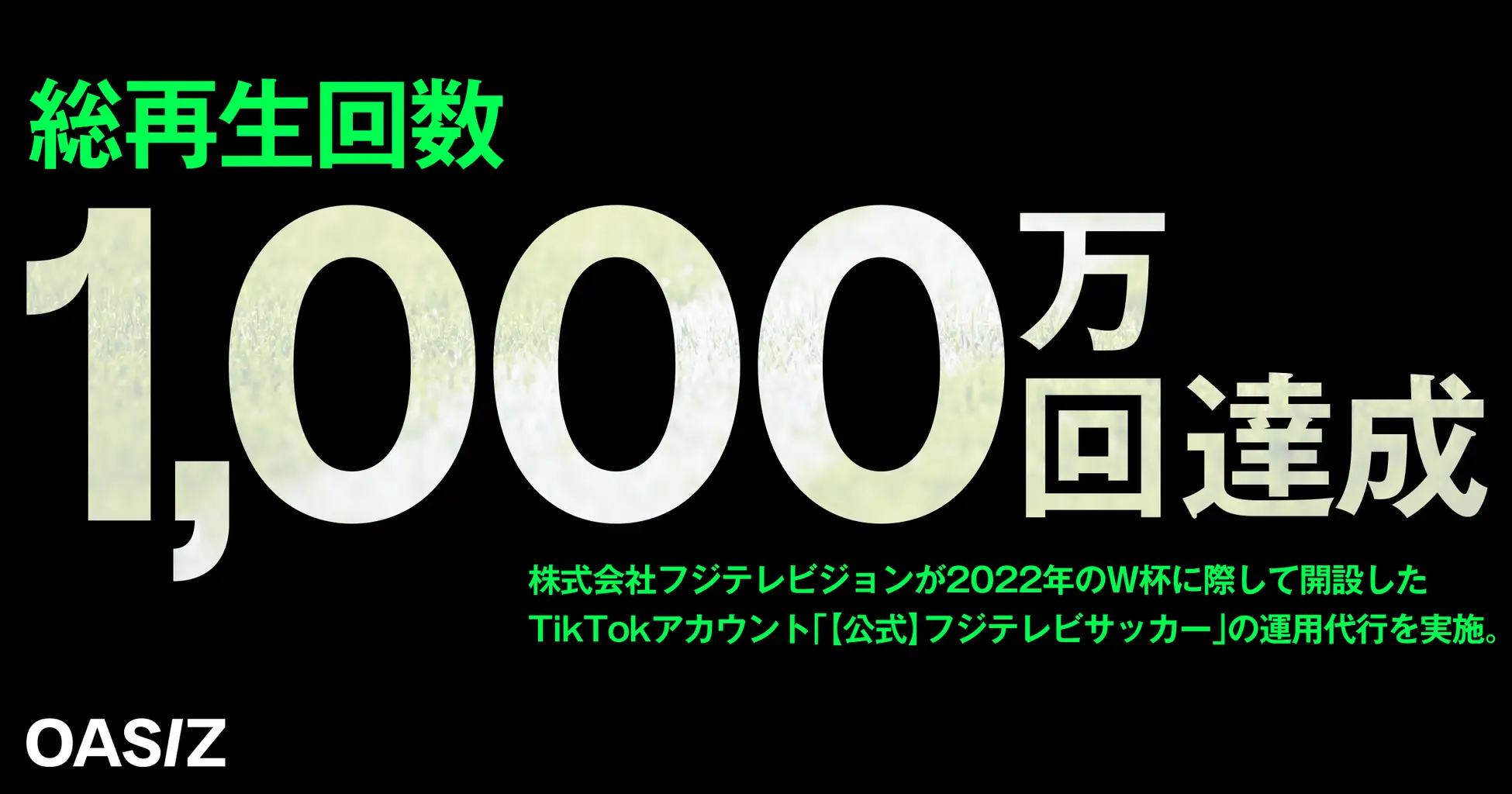 総再生回数1,000万回を達成！OASIZがW杯に向けたフジテレビサッカーのTikTokを運用代行